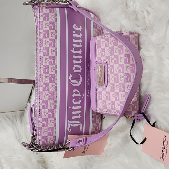 💜🔹️Juicy Couture🔹️ violet tulle fashionista shoulder bag + wallet Bundle Set - Picture 2 of 10